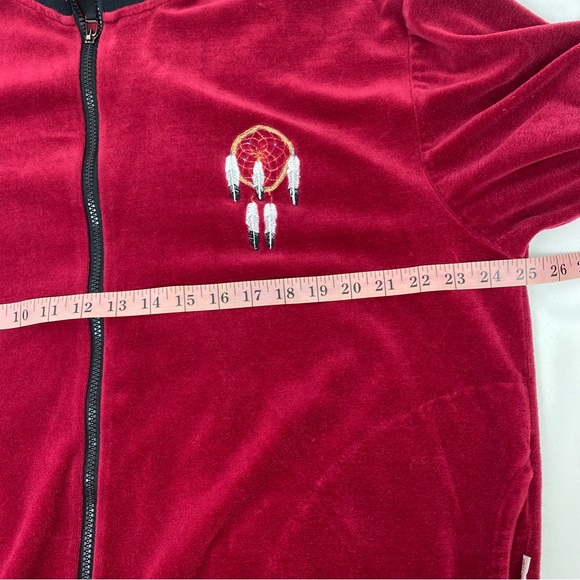 Vintage Milton Funwear Velour Embroidered Red Track Jacket Apx Size M-L - Picture 10 of 13